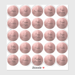 25 Schwarz-Roségold-Kreis-Gewürz Aufkleber