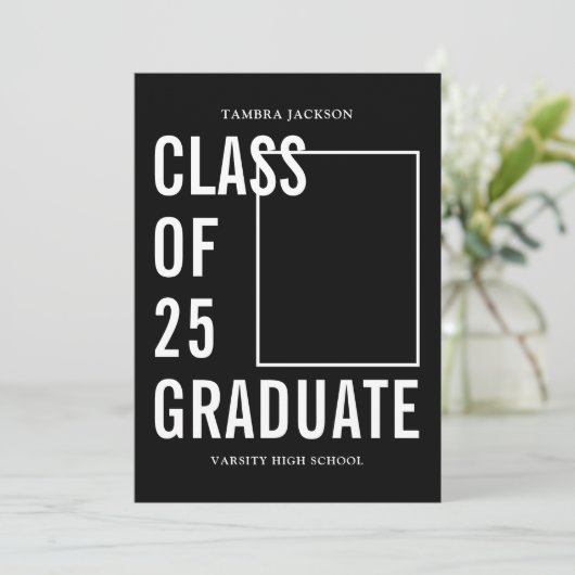 25 Schwarz-Weiß-Foto und Bio-Abschluss Ankündigung (Stehend Vorderseite)