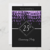 25. Silber-Jubiläum mit Lila Starlights Einladung (Vorderseite)