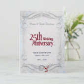 25. Silber und Burgund Jahrestag Save The Date (Stehend Vorderseite)