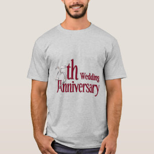 25. Silber und Burgund Jahrestag T-Shirt