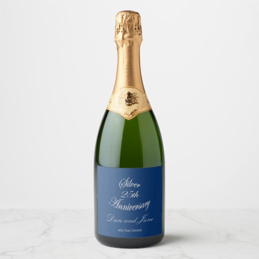25. Silberhochzeit Formal Personalisiert Schaumweinetikett (Vorderseite)