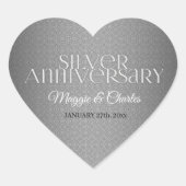 25. Silberhochzeit Herz-Aufkleber (Vorderseite)