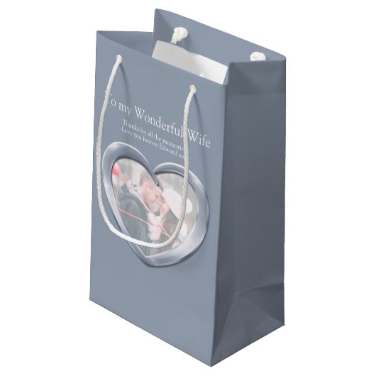 25. Silberhochzeit Jubiläum Foto Geschenktasche Kleine Geschenktüte (Rückseite Schrägansicht)