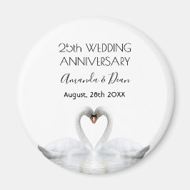 25. Silberhochzeit Jubiläum Weiße Schwäne Liebe Magnet