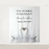 25. Silberhochzeit Jubiläum Weiße Schwäne Liebe Wandteppich (Vorderseite)