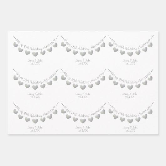 25. Silberhochzeit personalisiert Geschenkpapier Set (Vorderseite 2)