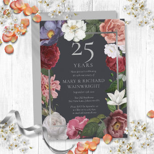 25. silberne Hochzeit Country Rose Einladung