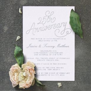 25. silberne Hochzeit echte Folieneinladung