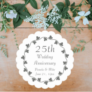 25. silberne Hochzeit Efeukranz Untersetzer