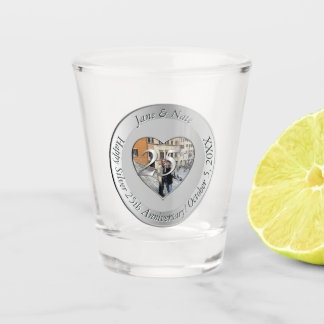 25. silberne Hochzeit + Foto Schnapsglas