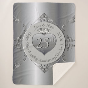 25. Silberne Hochzeit Jubiläum Sherpa Blanket Sherpadecke