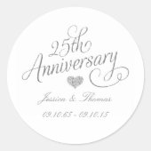 25. silberne Hochzeit Runder Aufkleber (Vorderseite)