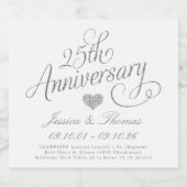 25. silberne Hochzeit Schaumweinetikett (Einzelnes Label)