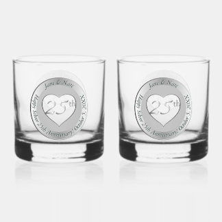 25. silberne Hochzeit Whiskyglas