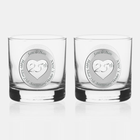 25. silberne Hochzeit Whiskyglas (Vorderseite)