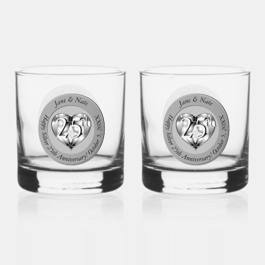 25. silberne Hochzeit Whiskyglas (Vorderseite)