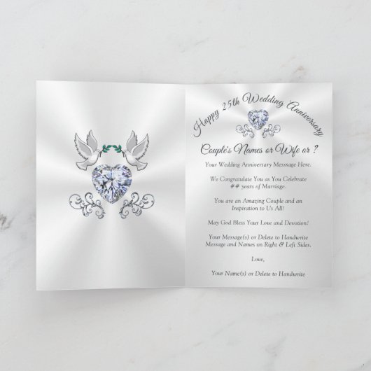 25. Silberne Hochzeitkarten für Ehefrau oder Karte (Innenseite)