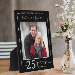 25. silberne Hochzeitsjubiläum Foto Schwarz Fotoplatte