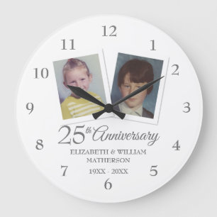 25. silberne Hochzeitsjubiläum-Kindheitsfotos Große Wanduhr