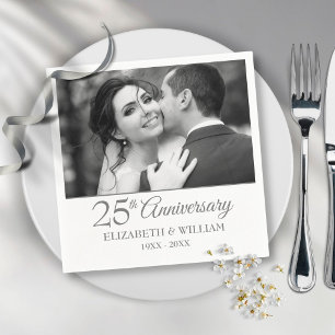25. silberne Hochzeitsjubiläums-Foto elegant Serviette
