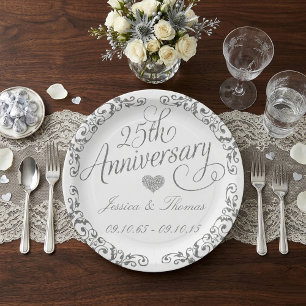 25. Silberne Hochzeitsplatte Pappteller