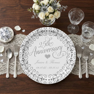 25. Silberne Hochzeitsplatte Pappteller