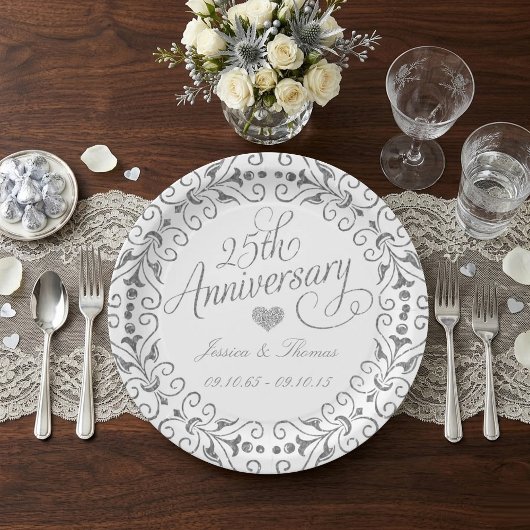 25. Silberne Hochzeitsplatte Pappteller
