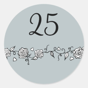 25. silberne Hochzeitstag-Aufkleber Runder Aufkleber