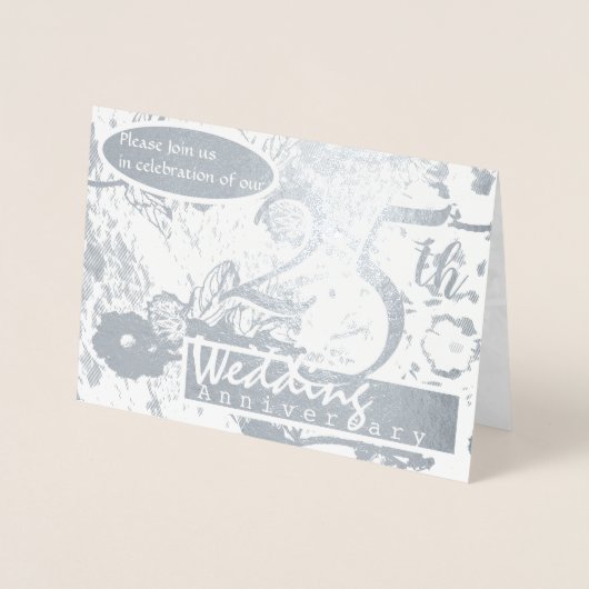 25. Silberne Hochzeitstag Einladung Grau (Vorderseite)