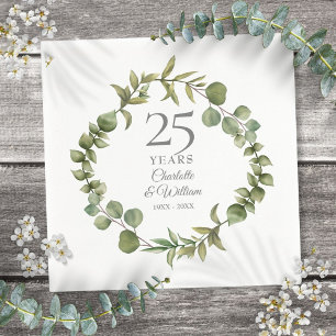 25. silberne Hochzeitstag-Grün-Gewinde Serviette