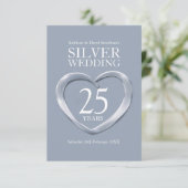 25. Silberne Hochzeitstag Herzkarte RSVP Karte (Stehend Vorderseite)