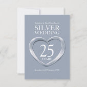 25. Silberne Hochzeitstag Herzkarte RSVP Karte (Rückseite)