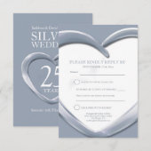 25. Silberne Hochzeitstag Herzkarte RSVP Karte (Vorne/Hinten)