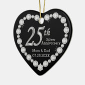 25. Silberne Hochzeitstag Keramikornament (Links)