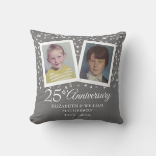 25. silberne Hochzeitstag Kindheitsfotos Kissen