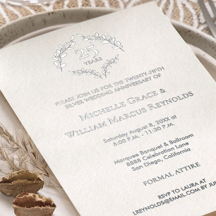 25. silberne Hochzeitstag Luxus elegant Folieneinladung
