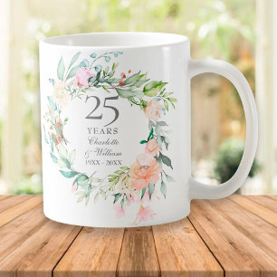 25. Silberne Hochzeitstag Rose Grüne Kaffeetasse