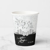 25. silberne und weiße Hochzeit Pappbecher (Rückseite)