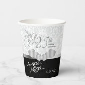 25. silberne und weiße Hochzeit Pappbecher (Vorderseite)