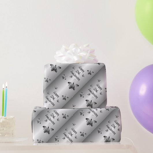 25. Silberner Hochzeitstag Geschenkpapier (Partygeschenke)