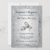 25. Silberner Hochzeitstag Glitzer Elegant Einladung (Vorderseite)