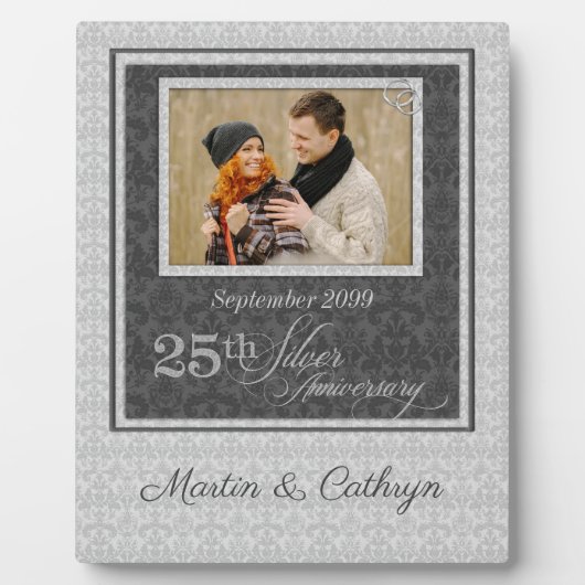 25. Silberner Jahrestag Damaskus Foto Fotoplatte (Vorderseite)