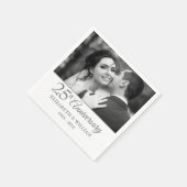 25. Silberner Jahrestag Hochzeit Foto Elegant Serviette (Ecke)