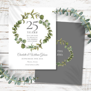 25. silbernes Hochzeitsjubiläum Save-the-Date Grün Ankündigungspostkarte