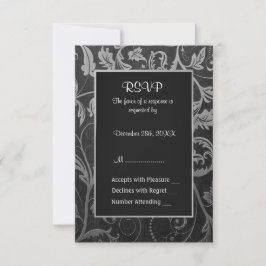25. Silver and Black Damask Jubiläum - UAWG RSVP Karte