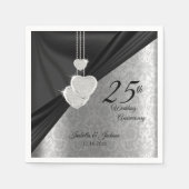 25. Silver and Black Wedding Anniversary Design Serviette (Vorderseite)