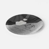 25. Silver and Black Wedding Jubiläum Pappteller (Schrägansicht)