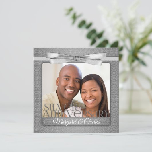25. Silver Anniversary Celebration mit Foto Einladung (Stehend Vorderseite)