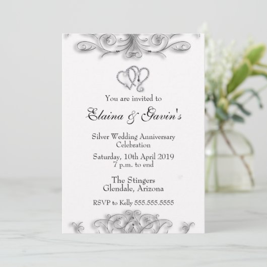 25. Silver Anniversary-Einladung Einladung (Stehend Vorderseite)